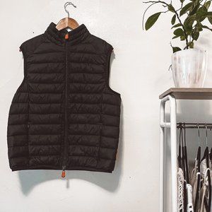 SAVE THE DUCK Mens Black Quilted Puffer Vest Sz L